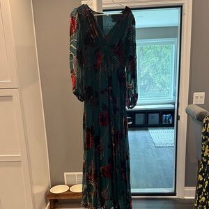 Baltic Born Green and Red Floral Long Sleeve Dress